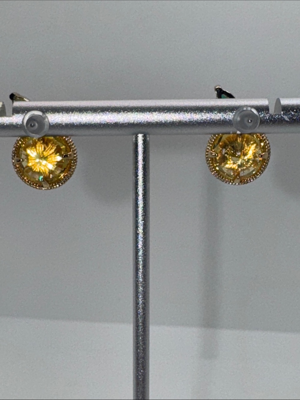 Lemon Slice Rhinestone Stud Earrings Gold Tone - Picture 6 of 13